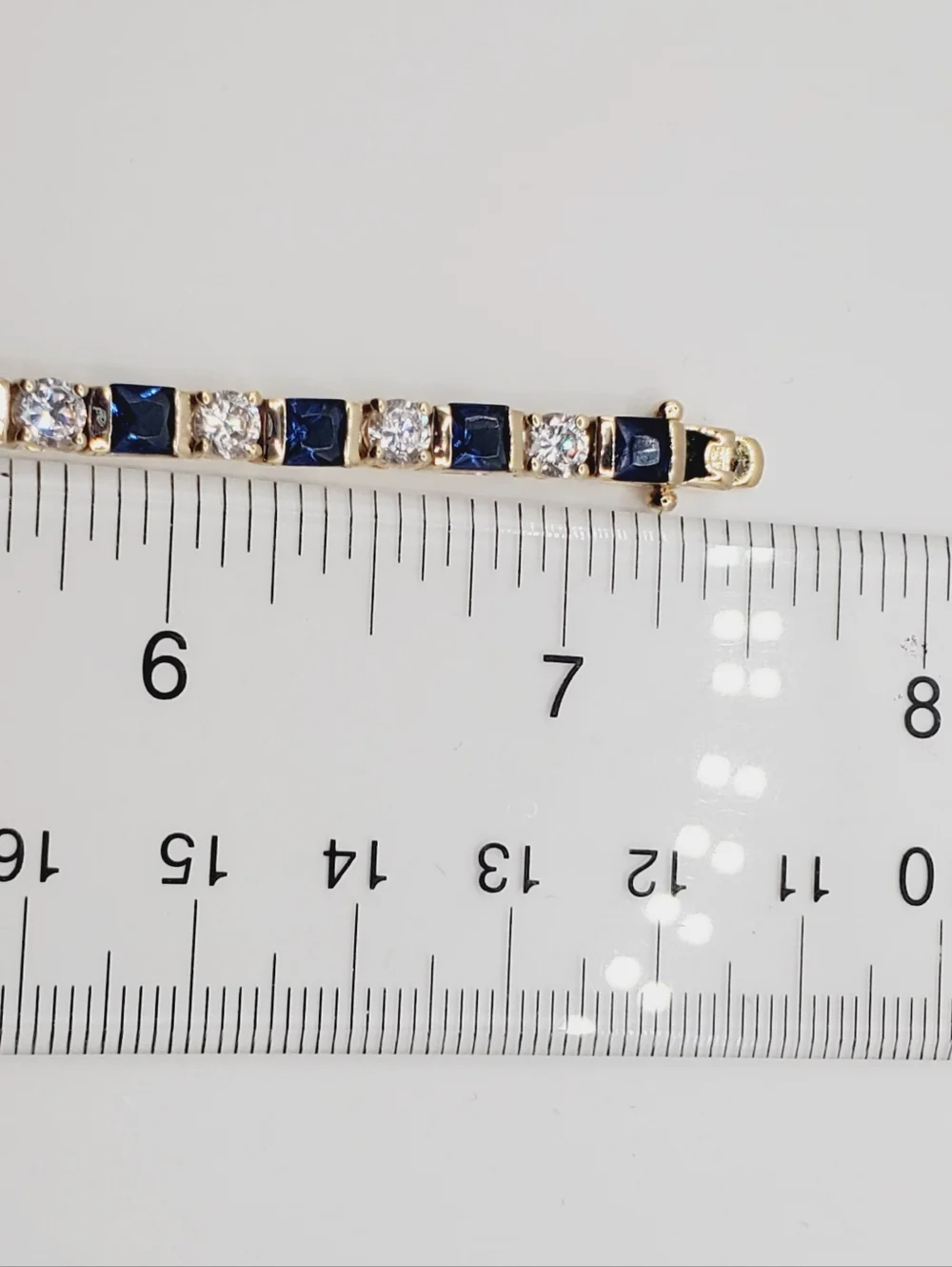 Yellow Gold - 925 Sterling Silver Blue Sapphire Tennis Bracelet